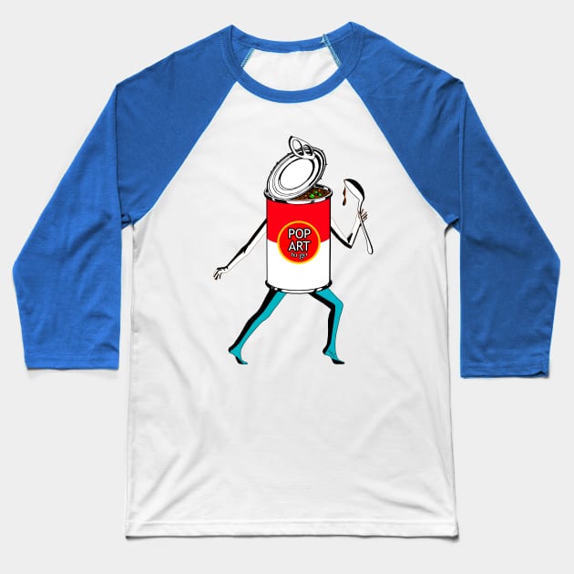 Warhol Pop Art Soup Can Baseball T-Shirt by notsniwart